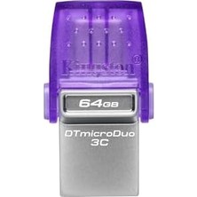 Datatraveler Microduo 3c 64GB Usb-C ve Usb-A Sürücü | 200 Mb/s'ye Varan Hızlar | USB 3.2 Gen 1 | Duo Konnektör | DTDUO3CG3/64GB