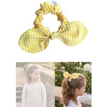 Liliza Accessories Sarı Beyaz Pötikare Tavşan Kulaklı Bunny Lastik Toka Çocuk Genç Yetişkin