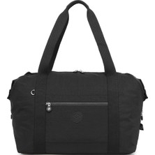 Smart Bags Orta Boy Su Geçirmez Extra Hafif Krınkıl Kumaş El Valizi ve Spor Çantası Siyah