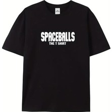 Lune Store Baskılı Oversize Bisiklet Yaka T-Shirt - Siyah