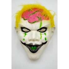 Halloween Maske Palyaço Pembe Beyin Sarı Saç