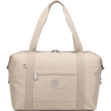 Smart Bags Orta Boy Su Geçirmez Extra Hafif Krınkıl Kumaş El Valizi ve Spor Çantası Bej