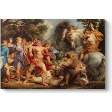 Peter Paul Rubens - Calydonian Yaban Domuzu Avı Tablosu 100 x 70