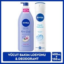 Nivea Kadın Sprey Deodorant Fresh Natural 150ml ve Kiraz Çiçeği Nemlendirici Vücut Bakım Losyonu 400ml