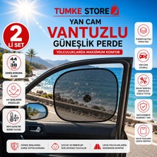 TUMKE Otomobil Yan Cam Güneş Önleyici Perde Pratik Katlanır Yan Cam Perdesi Vantuzlu Isı ve Uv Korumalı 2 Adet
