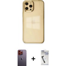Pileli Store Pilelistore™ iPhone 12 Pro Max Kılıf Doruk Doku Prime - Şeffaf Uv Polymer Nano Ekran Koruyucu + Neon Fosforlu Kamera Lens - Tu