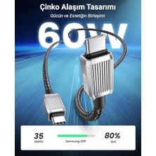 60W 3A Pd Type-C To Type-C Hızlı Şarj ve Data Kablosu 1.5 Metre Siyah