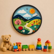 Defka Çocuk Odası Duvar Saati - 30 cm - Ahşap El Yapımı - Sessiz Mekanizma