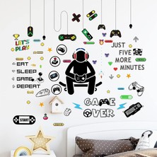 Duvar Çıkartmaları Wall Stickers, 6 Sayfa 25X35 cm Pvc Malzeme, Gamer Video Oyunu Temalı, Çıkarılabilir Yapışkanlı Çocuk Oyun Odası ve Yatak Odası Için Dekoratif Dıy Sanat Stikerları