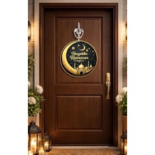 25-25 cm Hoş Geldin Ramazan Dekorlu Ahşap Kapı Süsü, Ramazan Süsleri, Ramazan Tavan Süsü, Ahşap