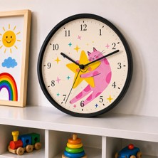Defka Çocuk Odası Duvar Saati - 30 cm - Ahşap El Yapımı - Sessiz Mekanizma