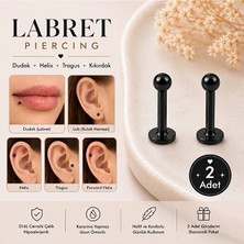 Heppii 2 Adet 316L Cerrahi Çelik Ucu Toplu Dil Dudak Piercingi Gümüş Gold Siyah 6-8 mm