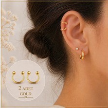 Heppii 2 Adet 316L Cerrahi Çelik Ucu Toplu Yarım Ay Smiley Piercing Burun Kulak Dudak Septum Kaş