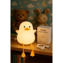 Hayvan Figürlü Gece Lambası, Silikon Rgb Dokunmatik, Yumuşak Işık, Bebek Odası ve Çocuklar Için, USB Şarjlı, Renkli Aydınlatma, Dekoratif Gece Lambası, Uyku Işığı (Ördek)