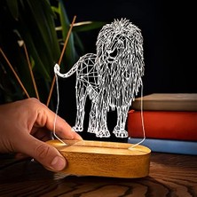 Geometrik Aslan Tasarımlı 3D LED Gece Lambası