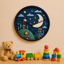 Defka Çocuk Odası Duvar Saati - 30 cm - Ahşap El Yapımı - Sessiz Mekanizma