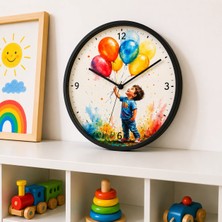 Defka Çocuk Odası Duvar Saati - 30 cm - Ahşap El Yapımı - Sessiz Mekanizma