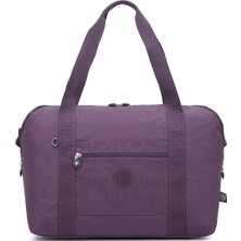 Smart Bags Orta Boy Su Geçirmez Extra Hafif Krınkıl Kumaş El Valizi ve Spor Çantası Mürdüm
