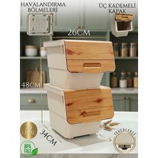 2'li Bambu Desenli Patateslik Soğanlık & Çok Amaçlı Sepet 24LT