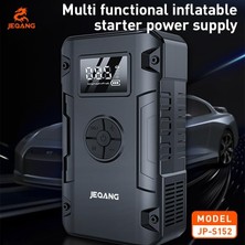 Al-Kar Ticaret Araç Akü Takviye Cihazı Çok Fonksiyonlu Acil Çalıştırma Cihazı, Lastik Şişirme Kompresörü, 8000MAH 29.6WH Powerbank, LED Işıklı, 5V/2A Giriş Çıkış, Benzinli Dizel Araç Için | JP-S152