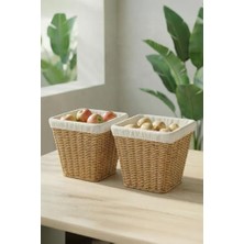 2'li Kare Hasır Patates Soğan Sarımsak Meyve Sepeti Düzenleyici Organizer -9T01