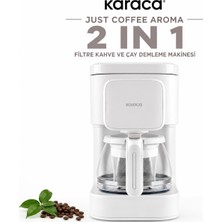 Karaca Beyaz 2 In 1 Filtre Kahve ve Çay Demleme Makinesi, 5 Fincan Kapasiteli, Kompakt Gövdeli, Pratik, Şık ve Modern Mutfak Yardımcısı, Enerji Verimli Kullanım Odaklı