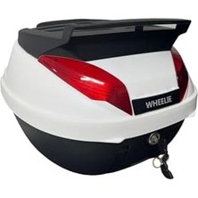 Al-Kar Ticaret Wheelıe XT63-W 42 Litre Motosiklet Arka Çanta Beyaz Su Geçirmez Abs Top Bagaj Üniversal
