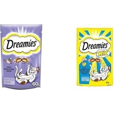 Al-Kar Ticaret Dreamies Seti | Kedi Ördekli Ödül Maması 60 gr X2 + Kuru Somonlu ve Peynirli, 60 G X2