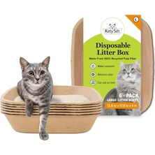 Al-Kar Ticaret Sift (6'lı Paket) Tek Kullanımlık Kedi Kumu Kutusu, Sürdürülebilir, Temiz - Büyük, 6'lı Paket