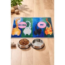 Al-Kar Ticaret Renkli Kedi Mama Matı, Kedi Servis Altlığı, Su ve Mama Kabı Paspası, Oyun Matı, Mama Paspası
