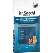 Al-Kar Ticaret Dr.sacchi Düşük Tahıllı Somonlu ve Ton Balıklı Yetişkin Kedi Maması 10 kg