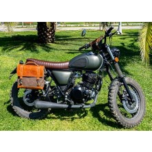 Al-Kar Ticaret Motosiklet Çantası, Motosiklet Yan Çantası, Kanvas Çanta, Geçme Kilit Aksesuarlı (Kahverengi)