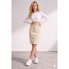 Layal My Beauty Kadın Jeans Arka Yırtmaçlı Cepli Günlük Denim Kot Etek Yeni Sezon