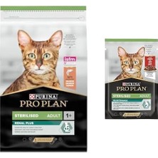 Al-Kar Ticaret Pro Plan Sterilised Kısırlaştırılmış Kediler Için Somonlu Kedi Maması, 10 kg + Pouch Sterilised Biftekli Kısır Kedi Konservesi 85GR x 6 Adet