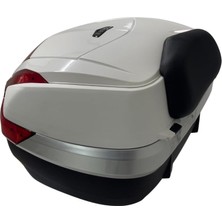 Al-Kar Ticaret Wheelıe XT68-W 48 Litre Motosiklet Arka Çanta Beyaz Su Geçirmez Tak Çıkart Özellikli Abs Top Üniversal