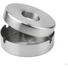 Al-Kar Ticaret Paslanmaz Çelik Metal Küllük – 12 cm Yuvarlak, Kapaklı ve Dayanıklı Tasarım
