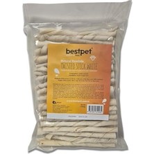 Al-Kar Ticaret Bestpet Twisted STICK,%100 Doğal Deri Beyaz Köpek Ödül Çubuğu 350 gr