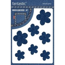 Mabelme Ütü ile Yapışan Kot Patch Kot Yaması, Denim Jeans Onarım & Dekoratif Amaçlı Çiçek (Koyu Mavi)