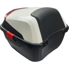 Al-Kar Ticaret Wheelıe XT88-W 32 Litre Motosiklet Arka Çanta Beyaz Parlak Su Geçirmez Abs Top Çift Kilitleme Üniversal