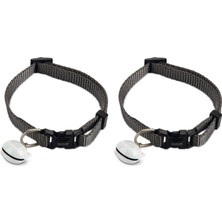 Al-Kar Ticaret Kedi Boyun Tasması, Zilli, Koyu Gri, 20-30CM (2 Paketi)
