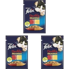 Al-Kar Ticaret Felix Çifte Lezzet Yaş Kedi Maması, Sığır & Tavuklu, 85 G 3lü Paket