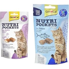 Al-Kar Ticaret Gimcat Nutripockets Ördekli Kedi Ödülü 60GR ve Gimcat Kedi Ödül Tableti Np Ton Balıklı, 60 G