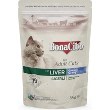 Al-Kar Ticaret Bonacibo Soslu Ciğerli Pouch Yetişkin Kedi Yaş Maması 85 gr x 12 Adet