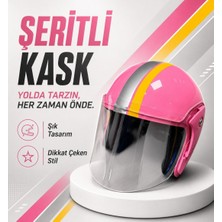 Pembe Yarım Kask Motosiklet Kaskı Scooter Motor Bisiklet Kaskı Açık Model