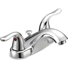 Mabelme Banyo Bataryası, 2 Kulplu Düşük Ark Lavabo Bataryası, Krom, 10190