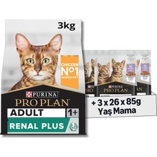 Al-Kar Ticaret Pro Plan Tavuklu Yetişkin Kuru Kedi Maması 3 kg + Purina Pro Plan Healthy Start Sos Içinde Hindi Etli Yavru Kedi Maması 85GR Pouch x 26 Adet x 3 Adet