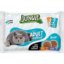 Al-Kar Ticaret Jungle 4 x 100 gr Çift Lezzet Pouch Yetişkin Kedi Ton - Somonlu