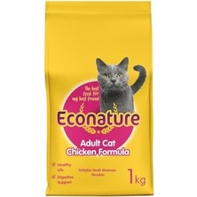 Al-Kar Ticaret Econature Yetişkin Kedi Mamasi Tavuklu 1 kg Sari Ambalaj