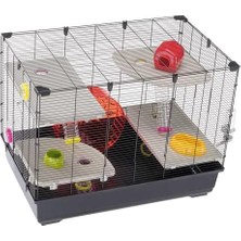 Al-Kar Ticaret Hamster Kafesi Village 80, 5 Katlı Küçük Hayvan Kafesi, Hamster Çarkı, Şişe ve Ev, Hamster Oyuncağı, Tünel ve Aksesuar, 82 x 51 x Y 62 Cm, Boyalı Metal ve Plastik