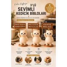 Lumis Home 3’lü Kedi Figürlü Biblo Seti Kahve Köşesi Dekoru Mutfak Süsü